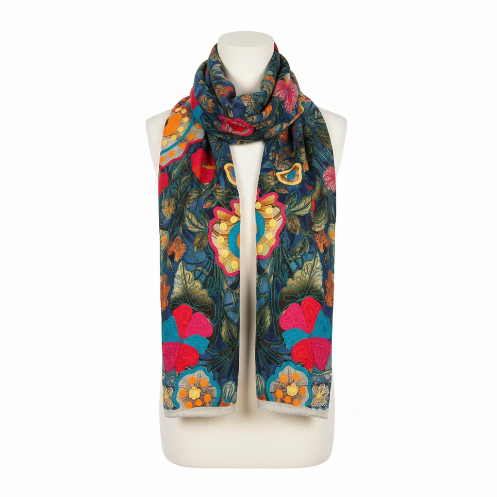 Cashmere Shawl with Silk Embroidery