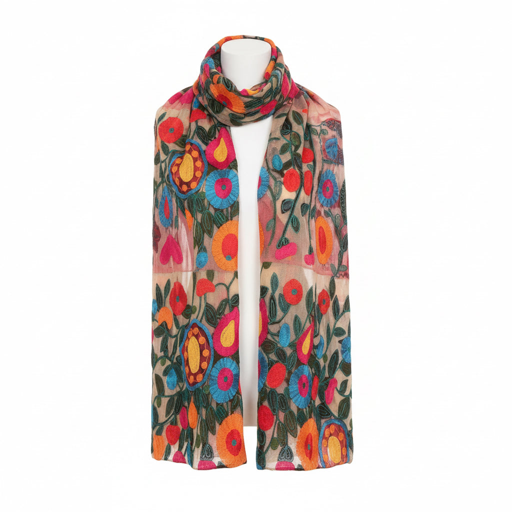 Cashmere Shawl with Silk Embroidery