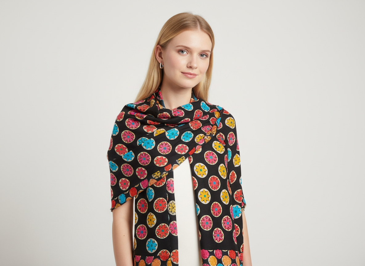 Cashmere Shawl with Silk Embroidery