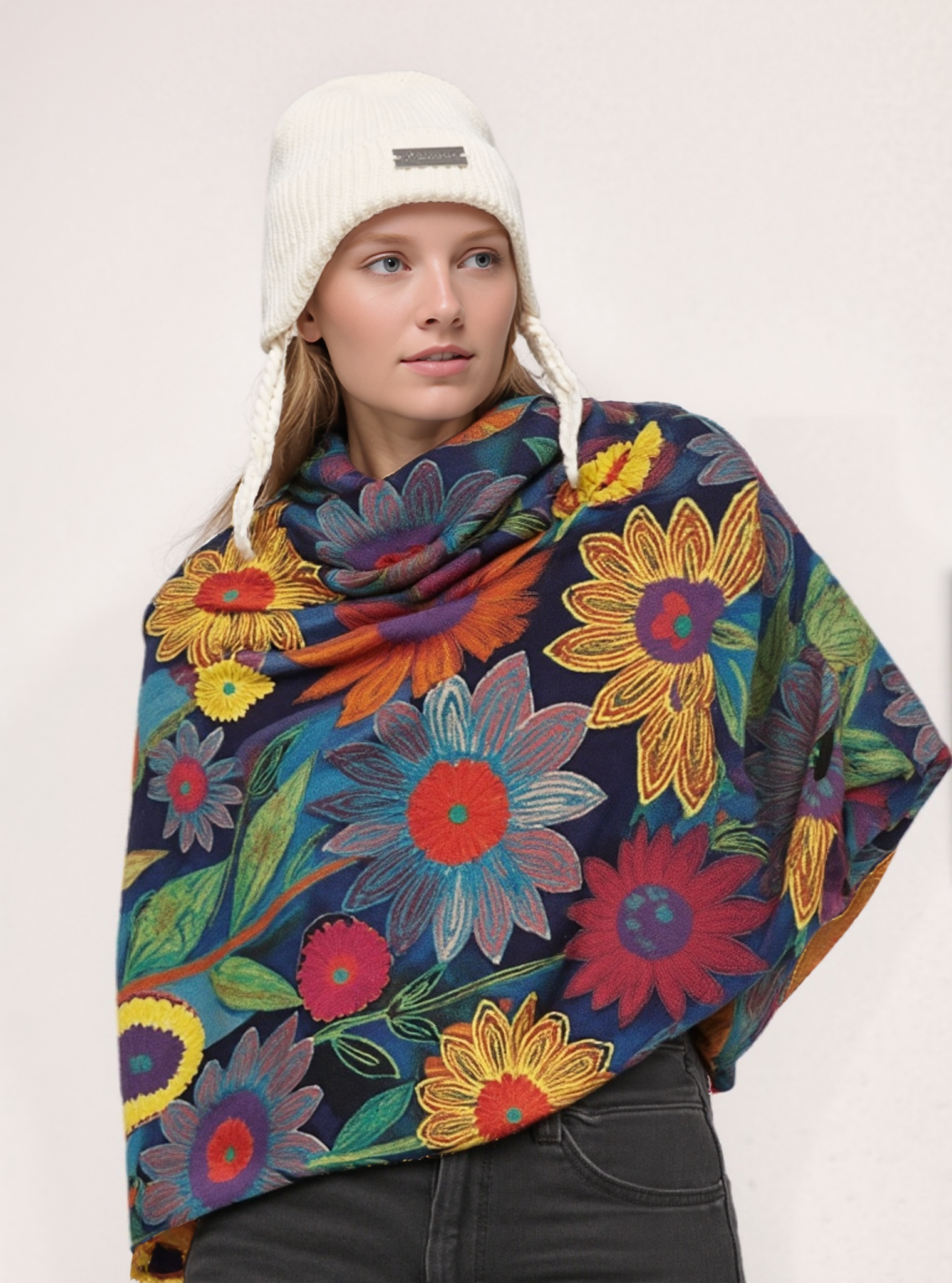 Cashmere Shawl with Silk Embroidery