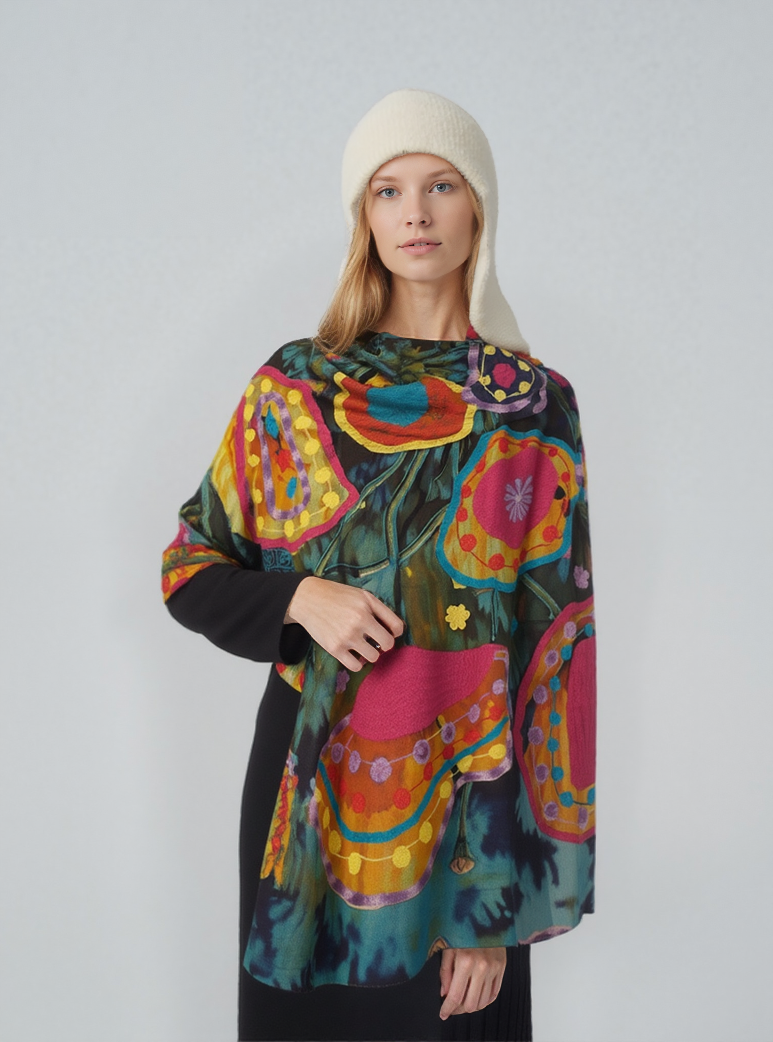Cashmere Shawl with Silk Embroidery
