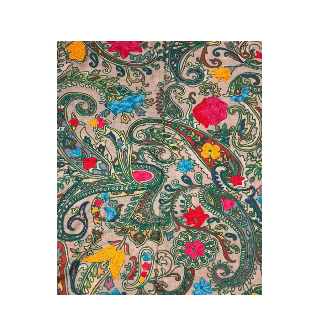 Cashmere Shawl with Silk Embroidery