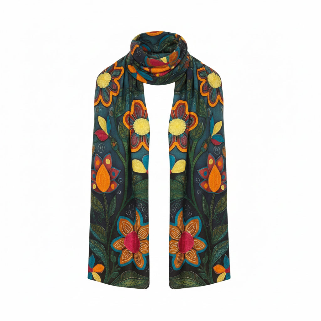 Cashmere Shawl with Silk Embroidery