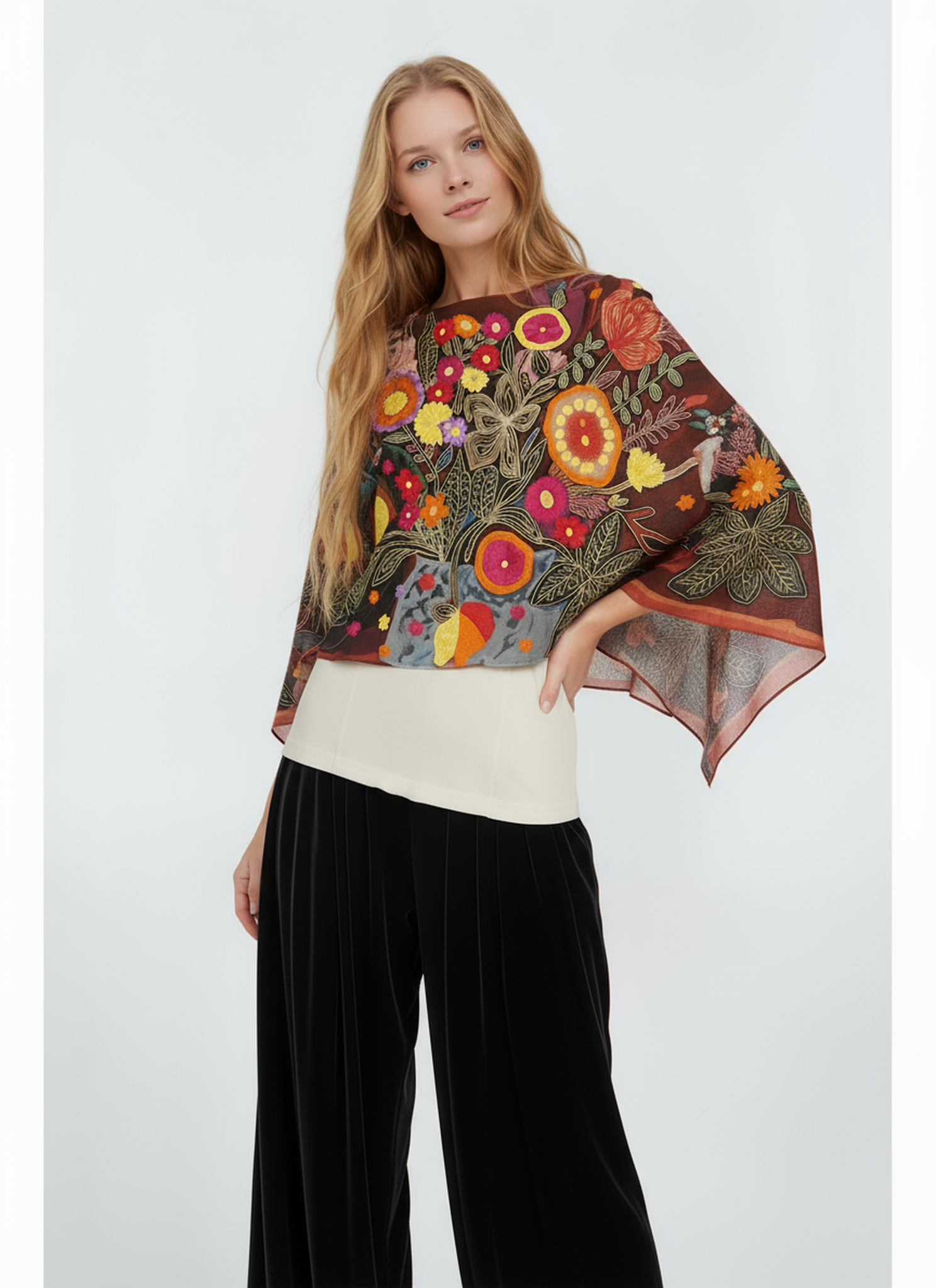 Cashmere Shawl with Silk Embroidery