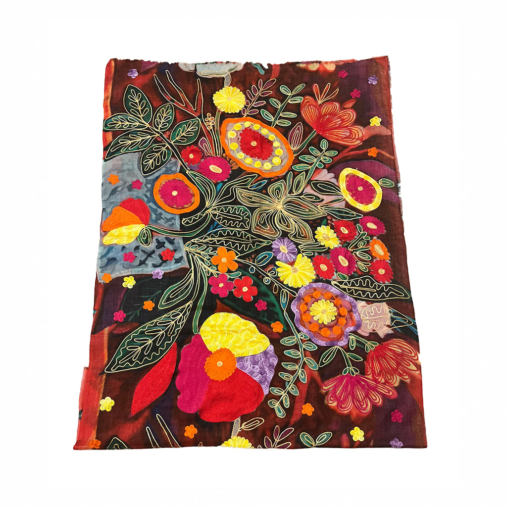 Cashmere Shawl with Silk Embroidery