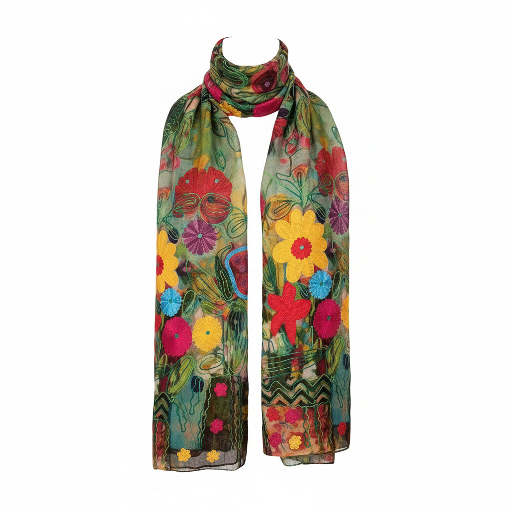 Cashmere Shawl with Silk Embroidery