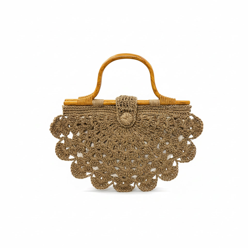 Fan-Shaped Handbag – Brown
