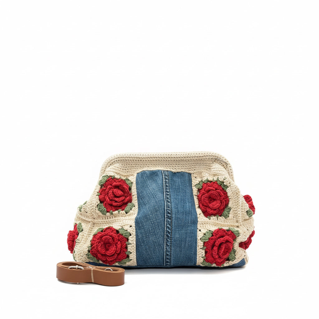 Boho Rose Crochet Bag