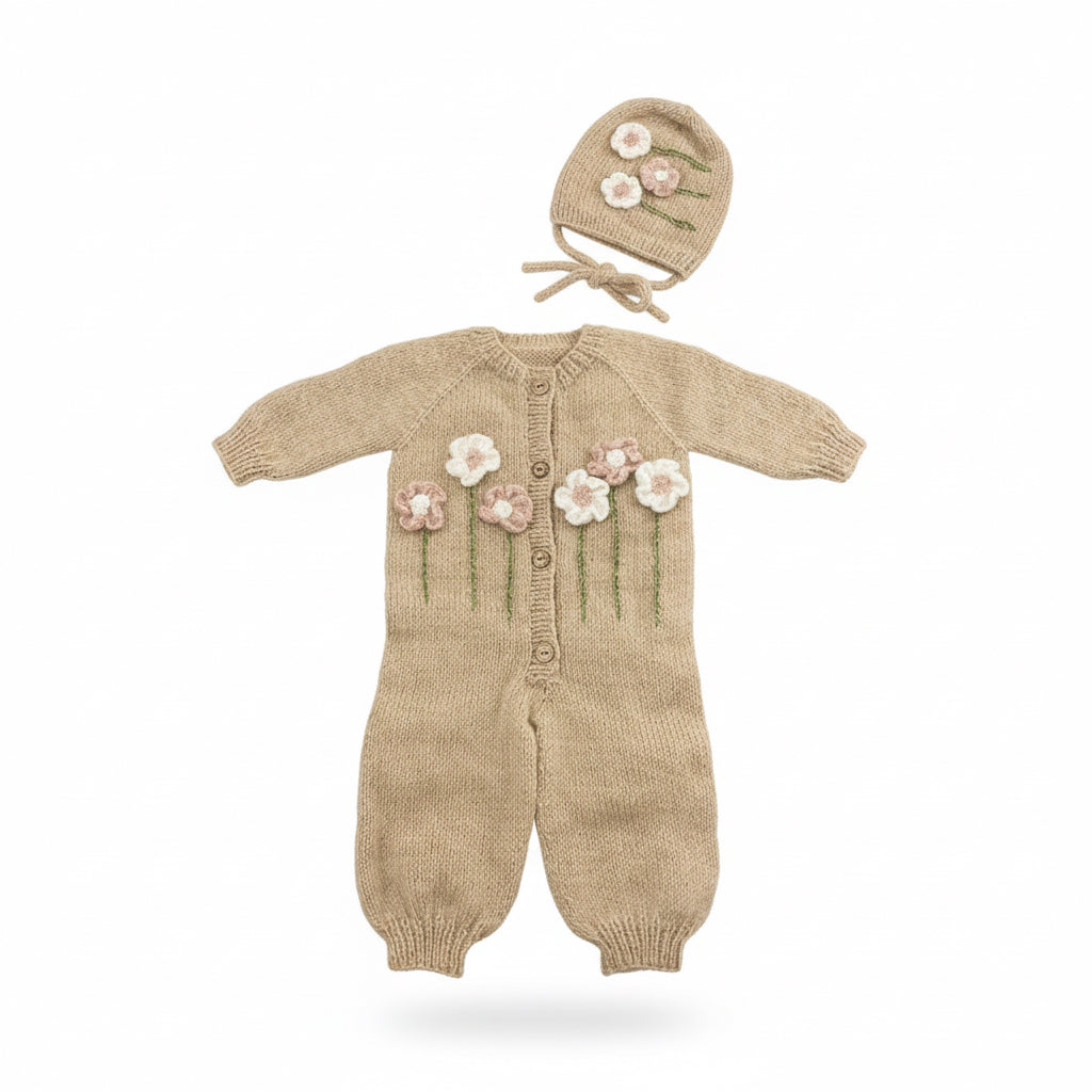 Handmade Floral Baby Romper Set