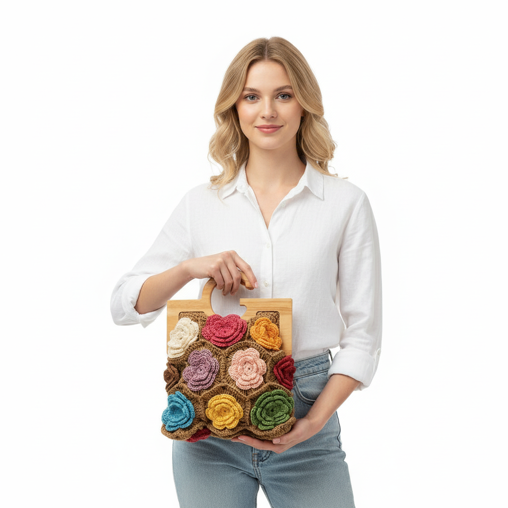 3D Handmade Crochet Bag - Garden Bloom Wonder