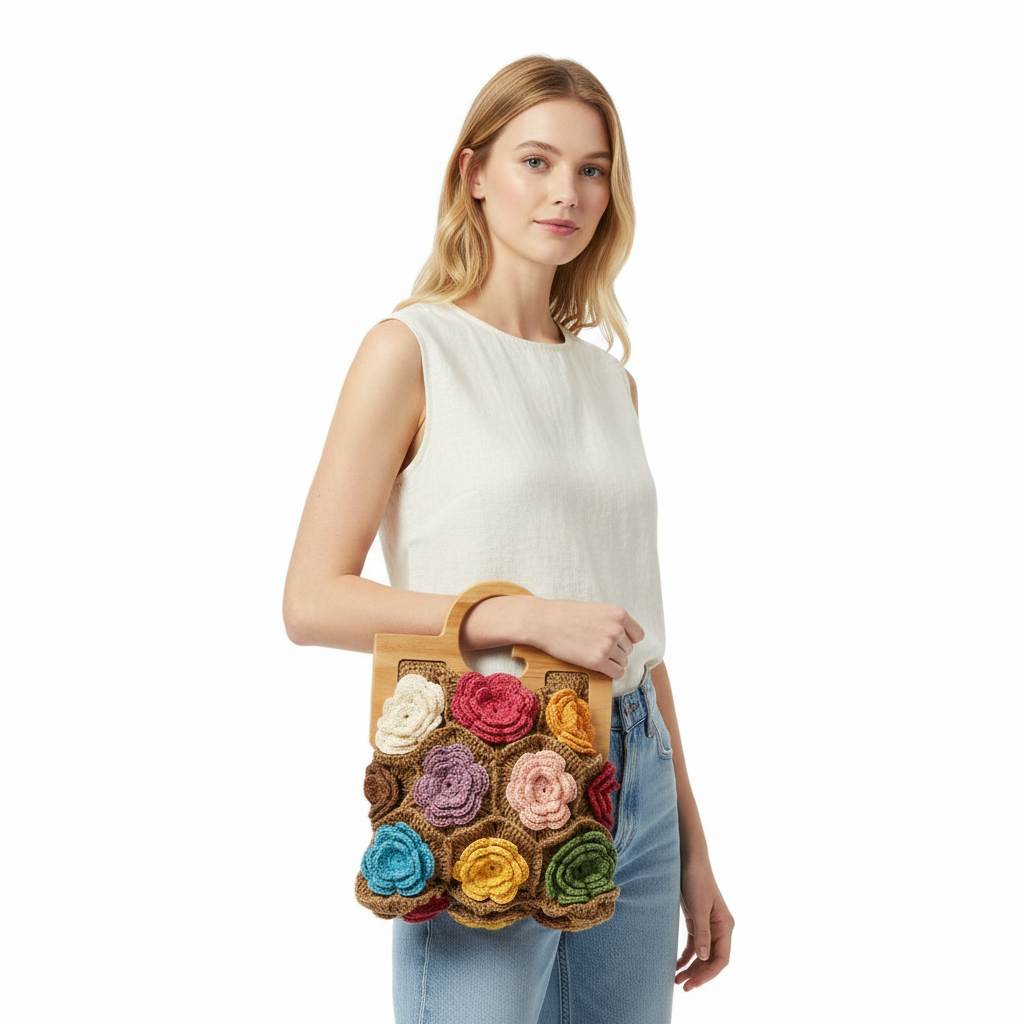 3D Handmade Crochet Bag - Garden Bloom Wonder