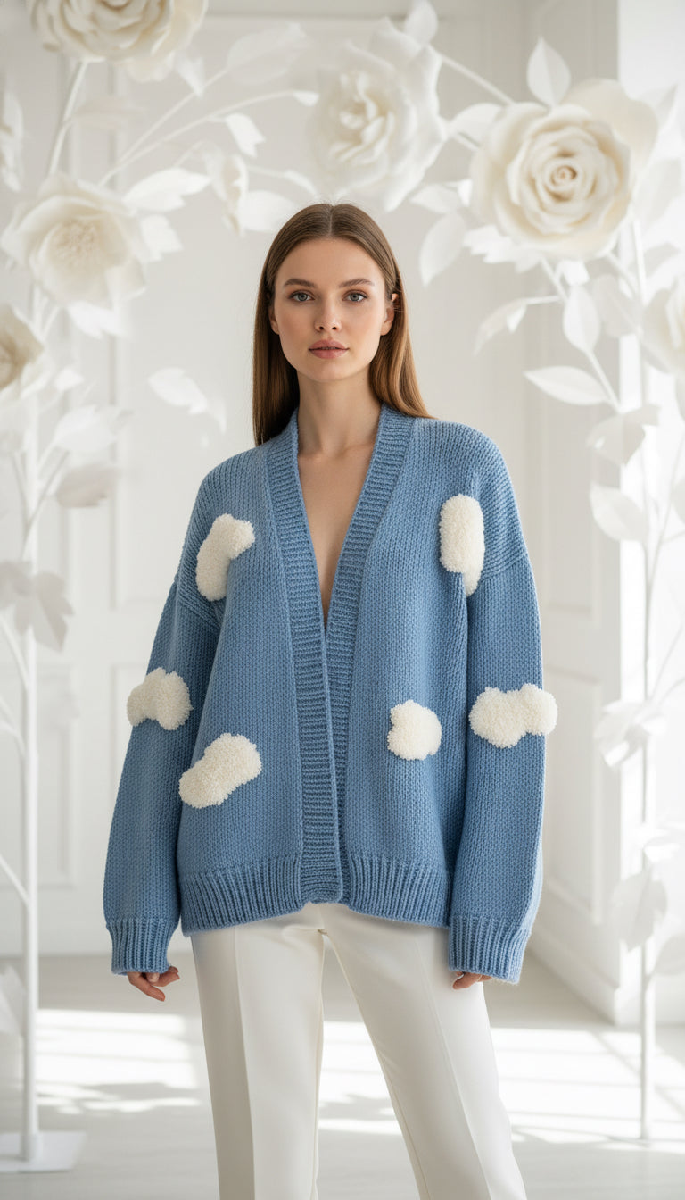 Handmade Sky Blue Cloud Cardigan