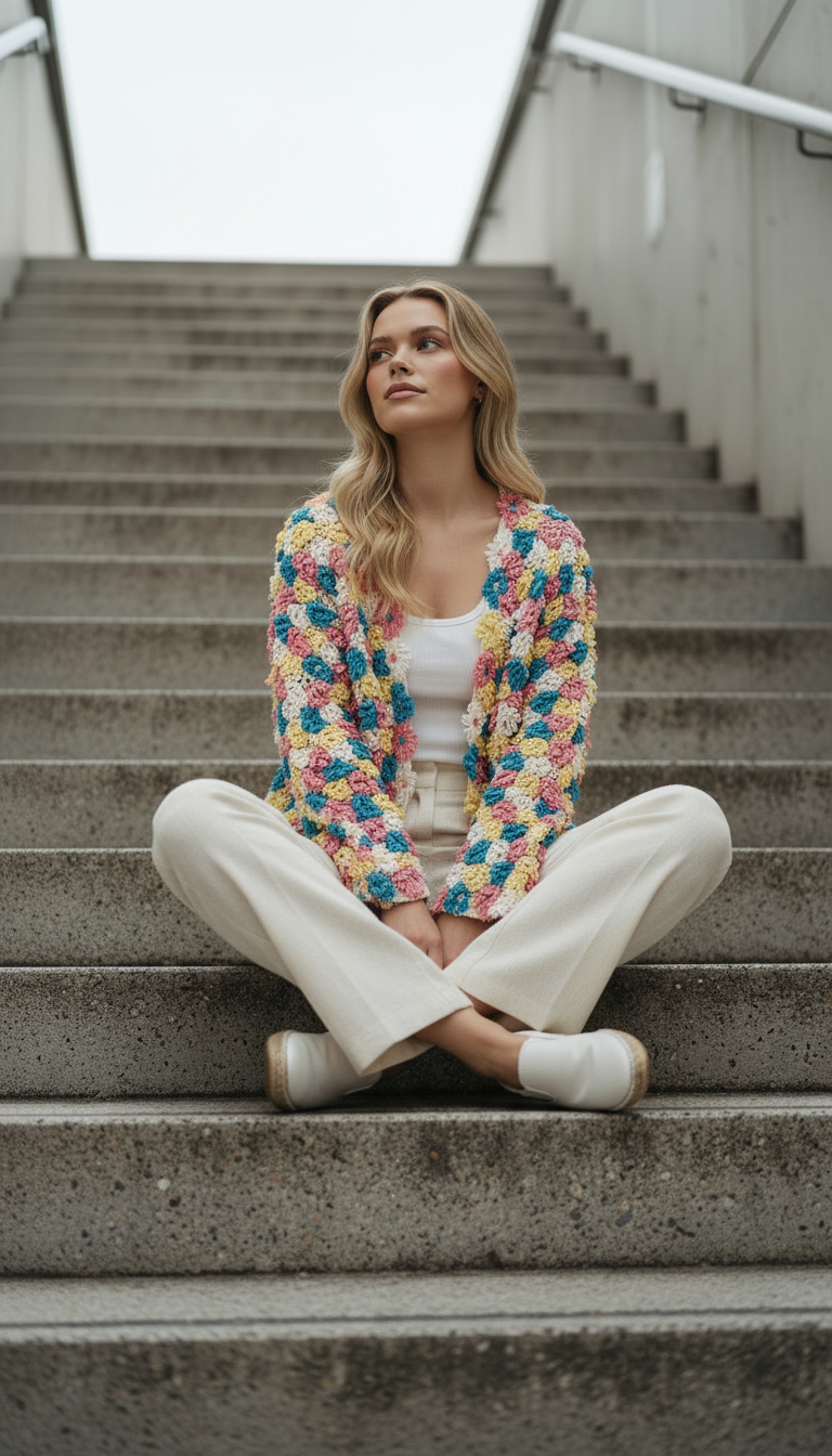 Handmade Crochet Floral Cardigan