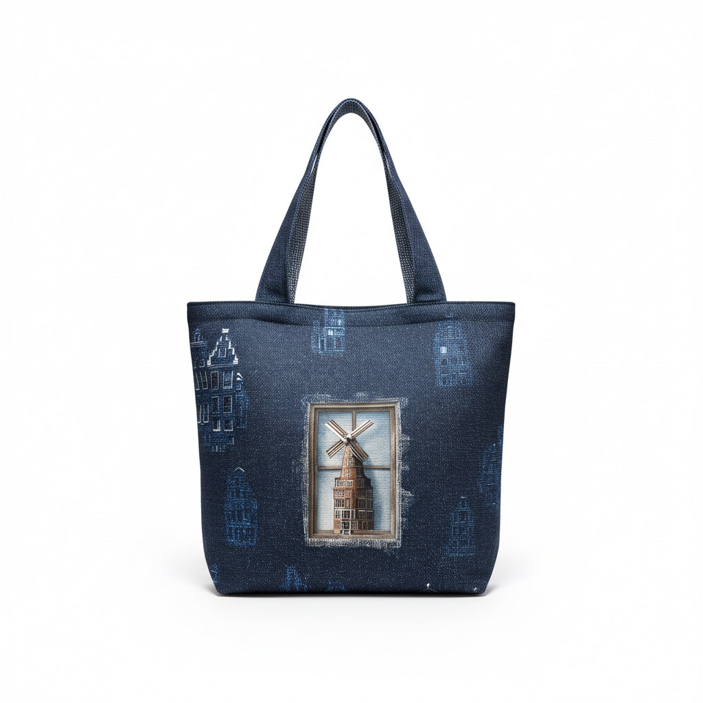 Dutch Windmill – Double-Sided Handmade Canvas  Bag
