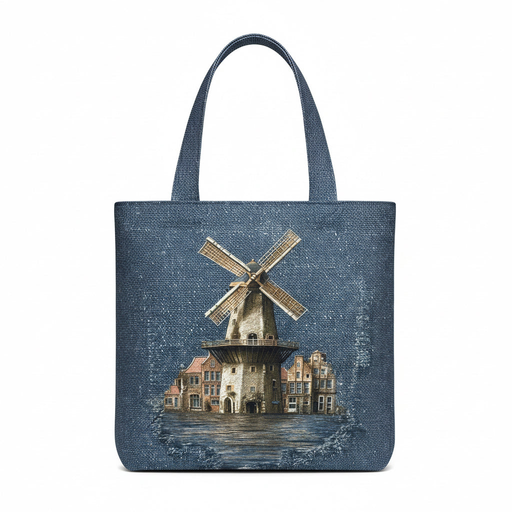 Dutch Windmill – Double-Sided Handmade Canvas  Bag