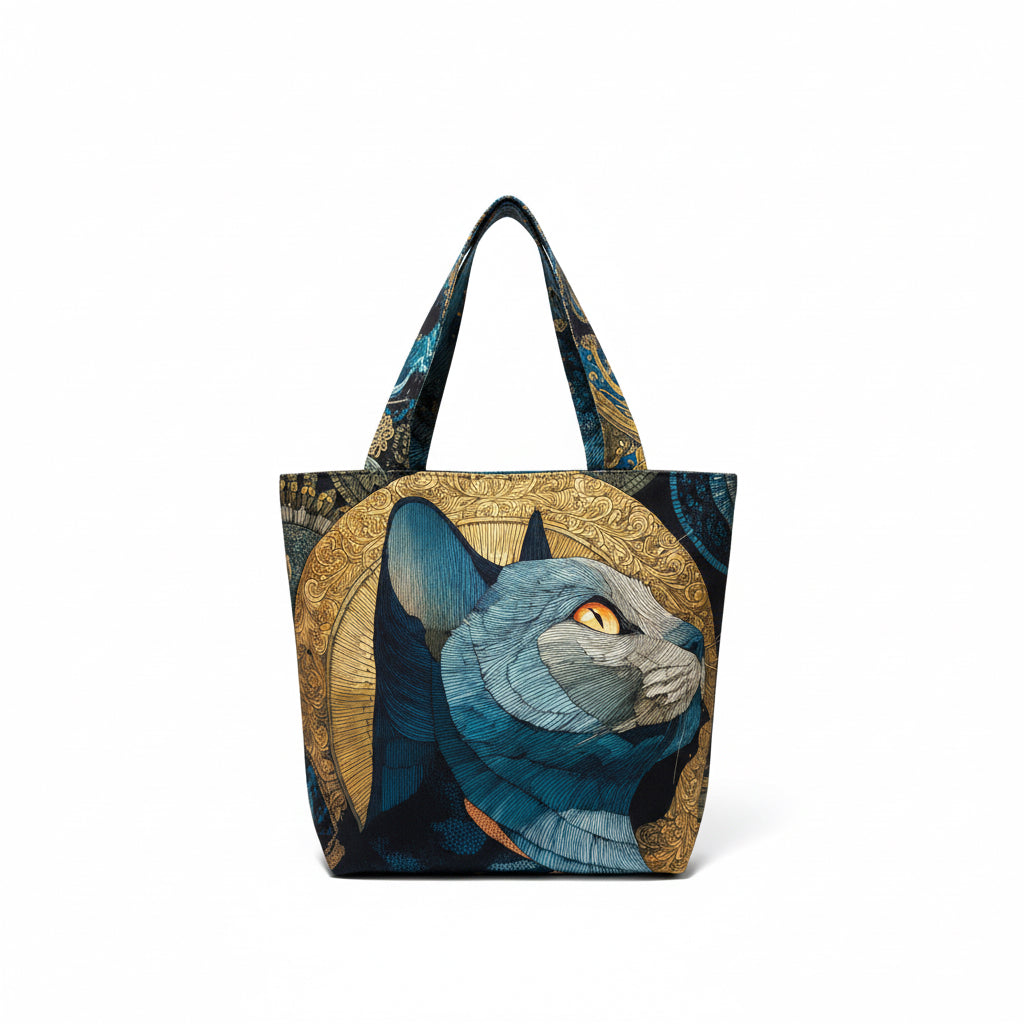 Mystic Duo – Cat & Owl Double-Sided Handmade Canvas Tote Bag
