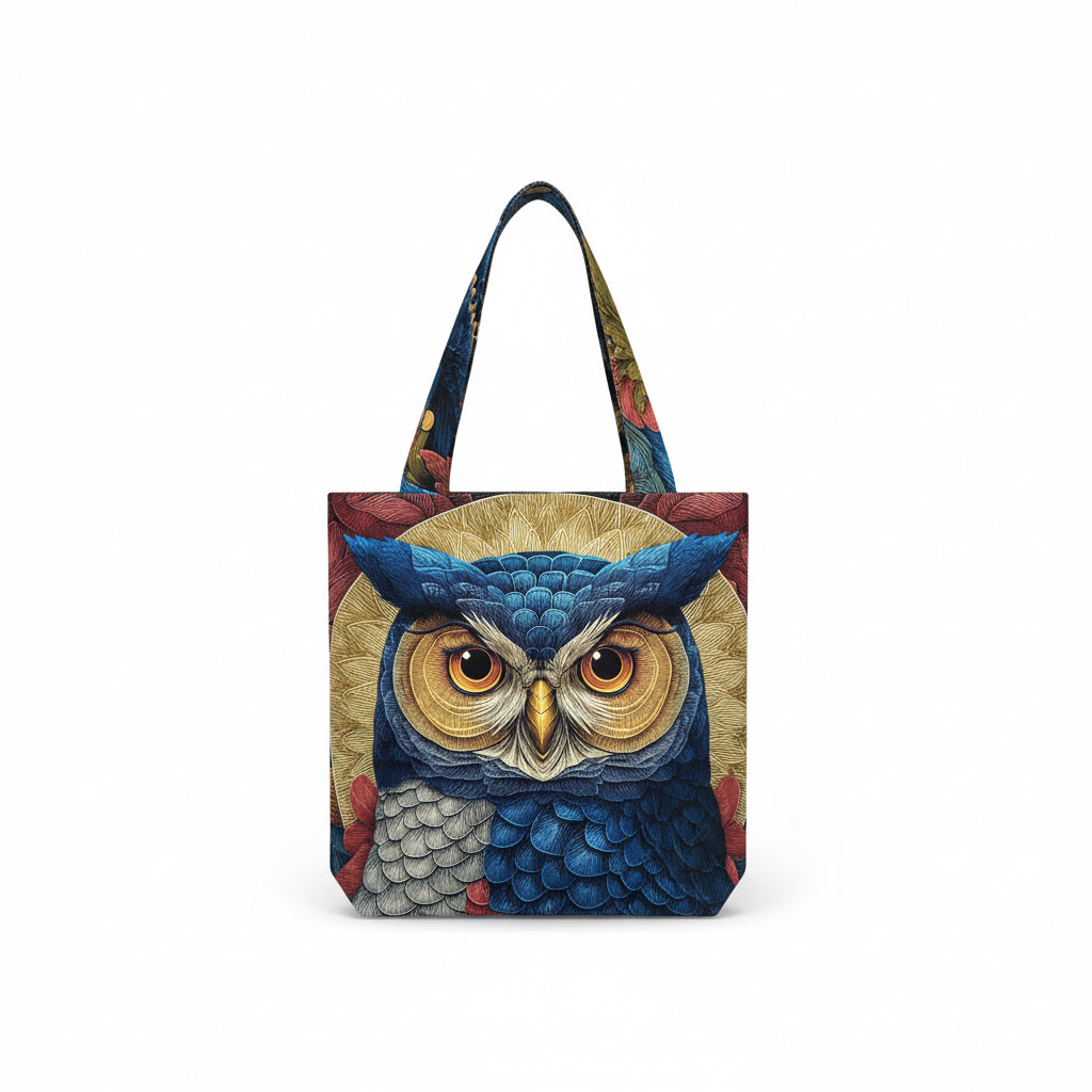 Mystic Duo – Cat & Owl Double-Sided Handmade Canvas Tote Bag