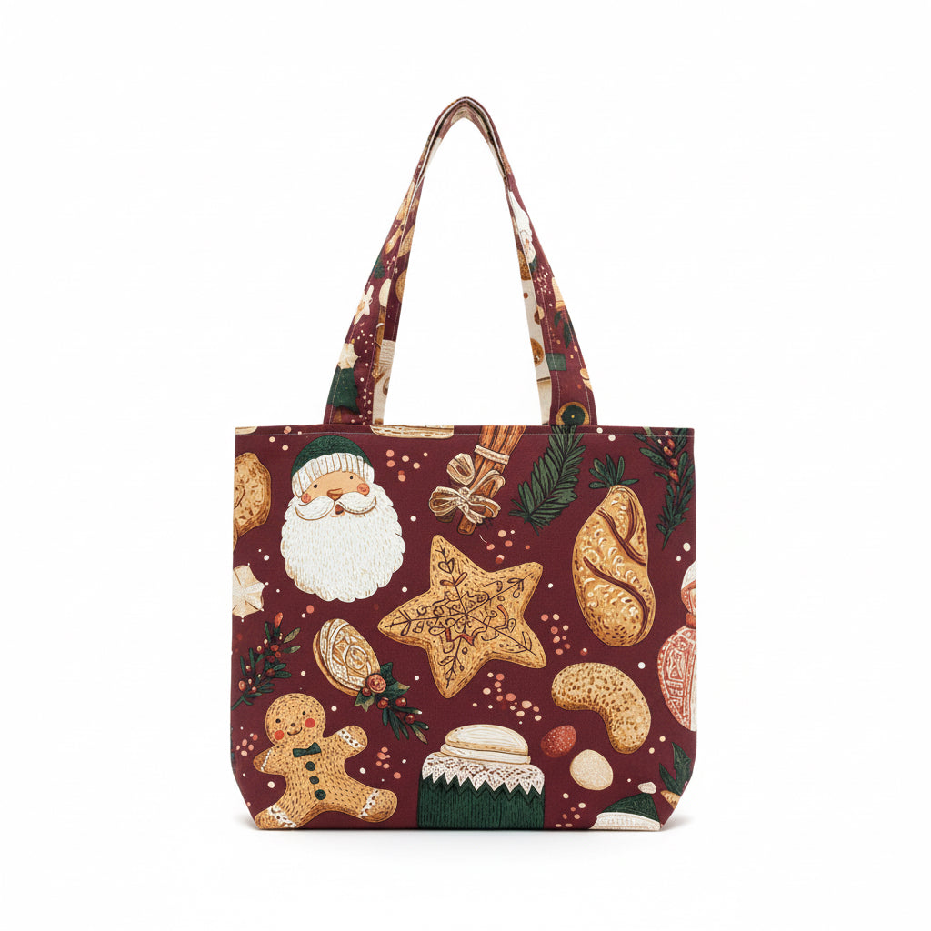 Gingerbread Joy – Christmas Double-Sided Handmade Canvas Tote Bag