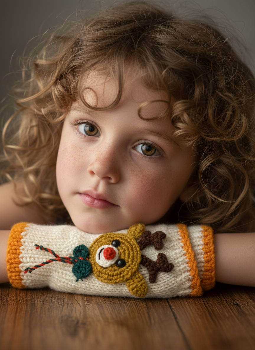 Handmade Kids’ Mittens | Reindeer Design
