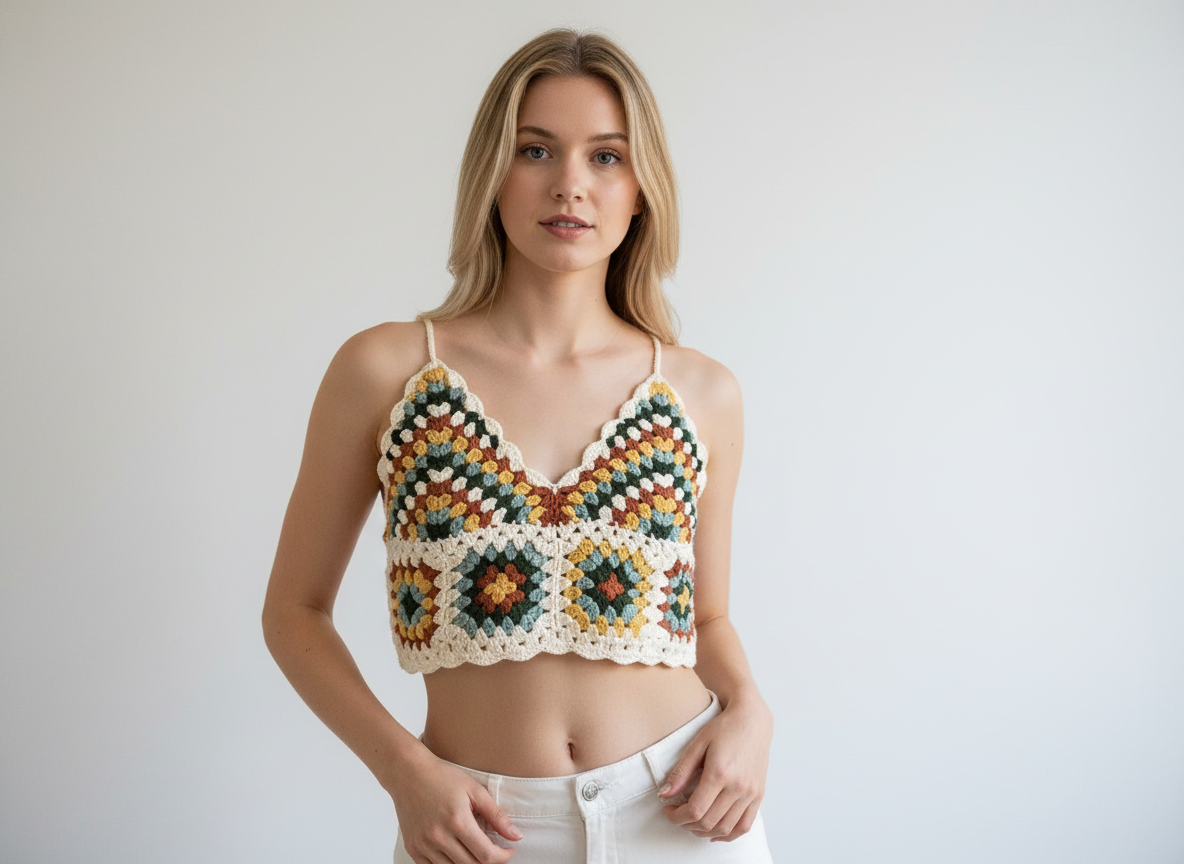 Handmade Crochet Bustier | Bohemian and Earthy Color Palette