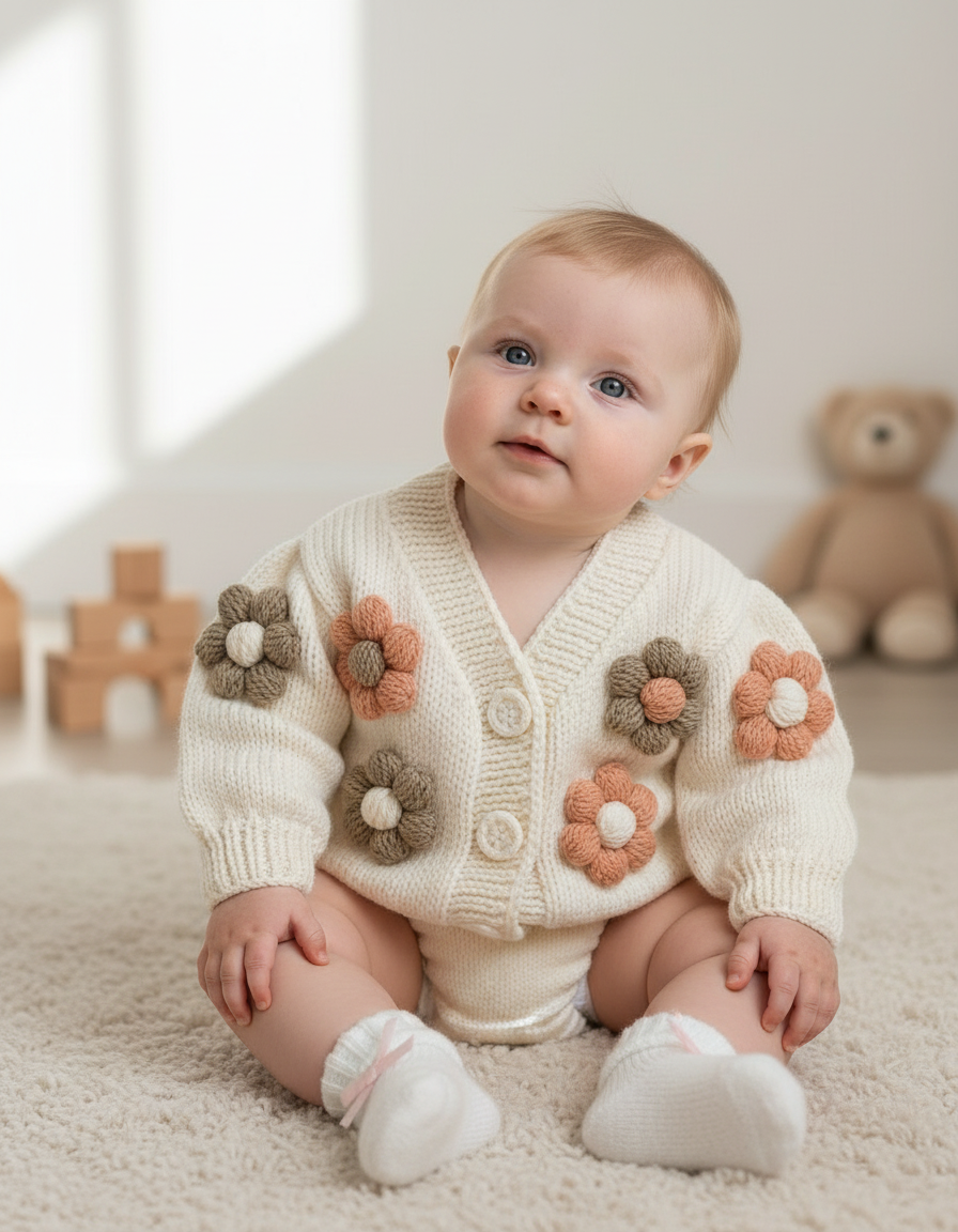 Little Spring Blooms – Handmade Baby Cardigan
