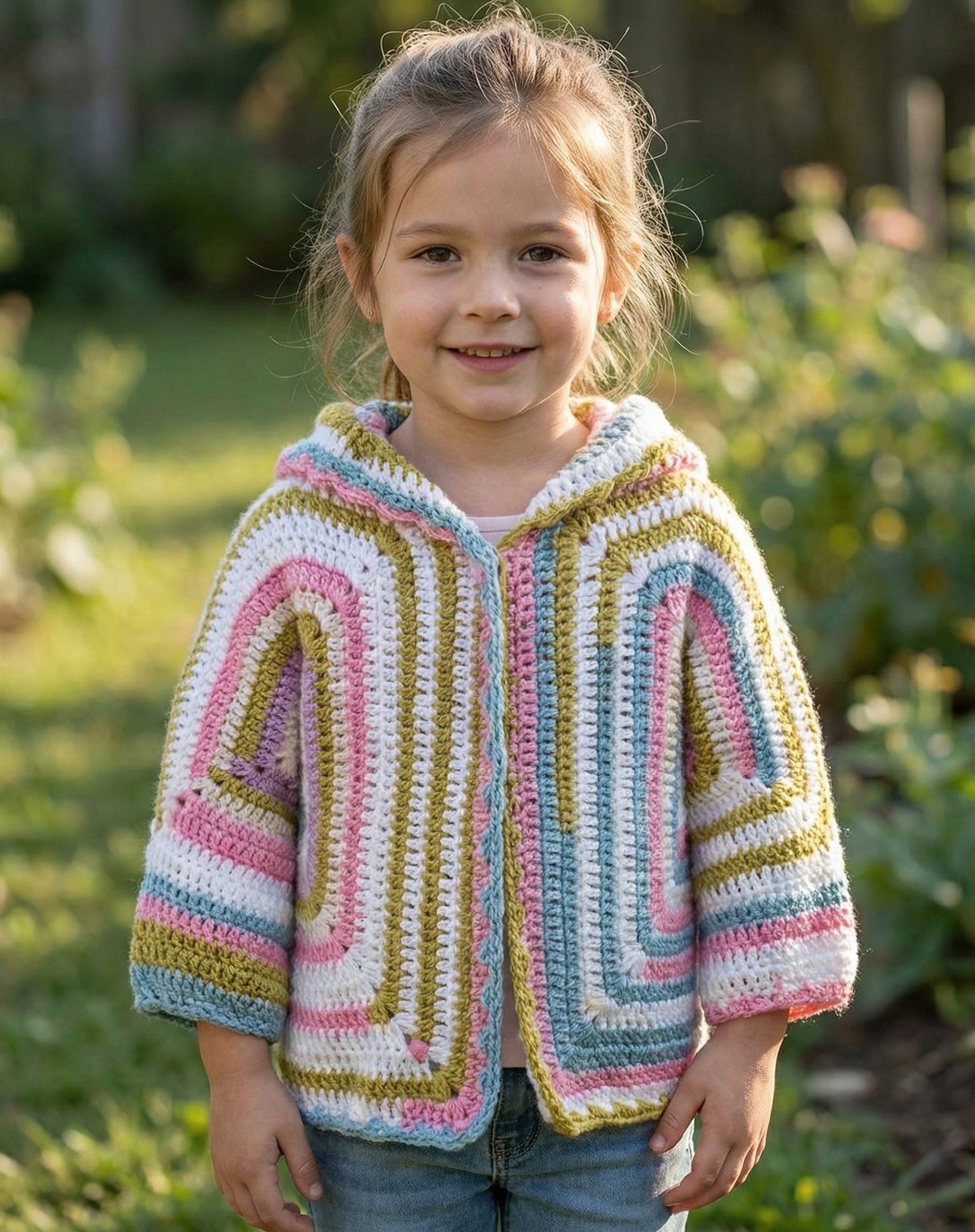 Handmade Crochet Hooded Cardigan for Kids
