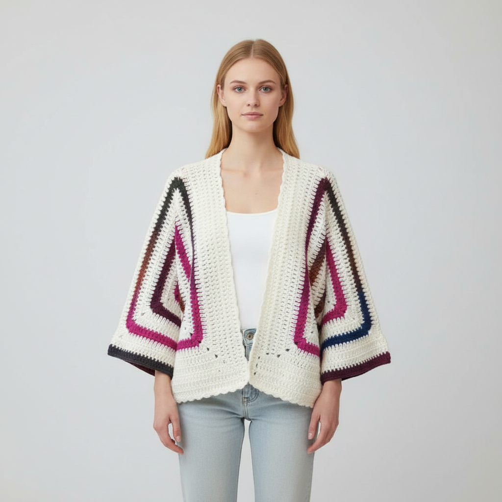 Handmade Hexagon Crochet Cardigan