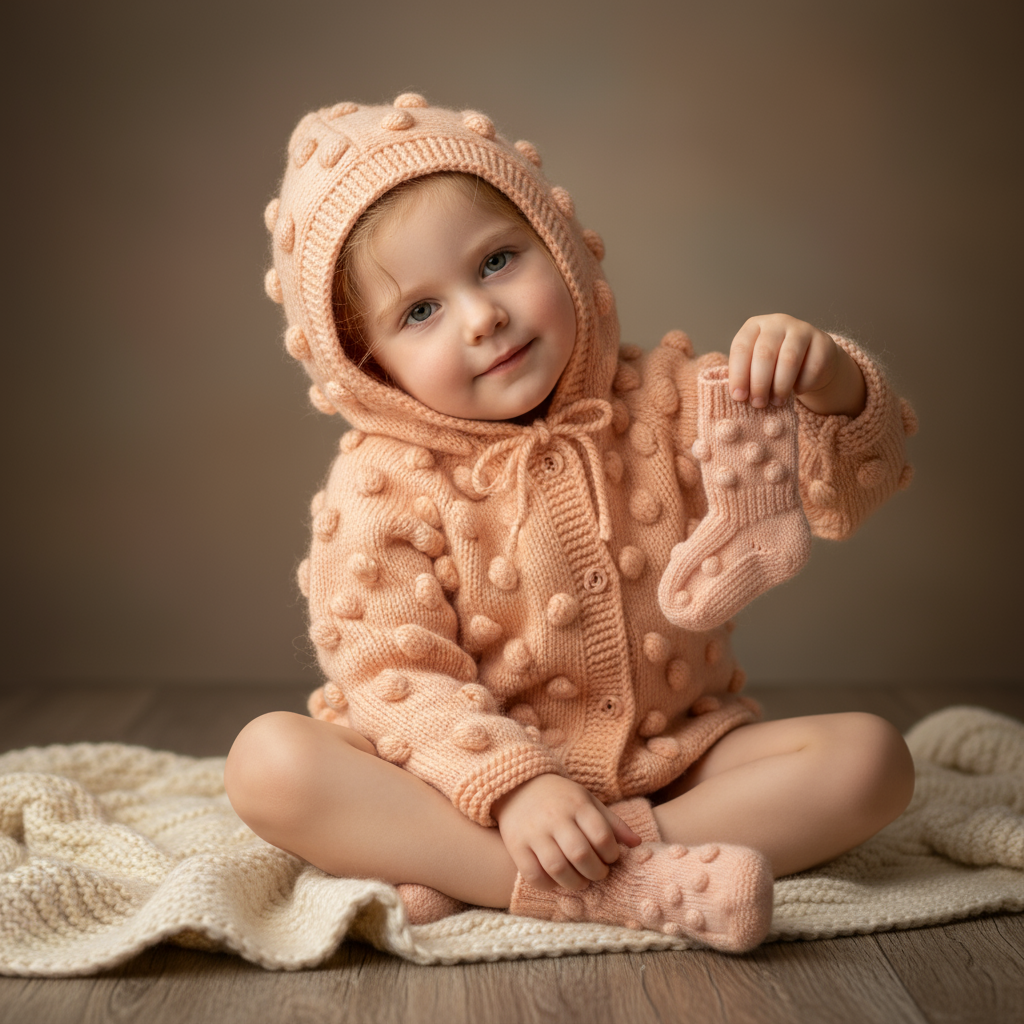 Handmade Cardigan & Socks Set | Blush Pink