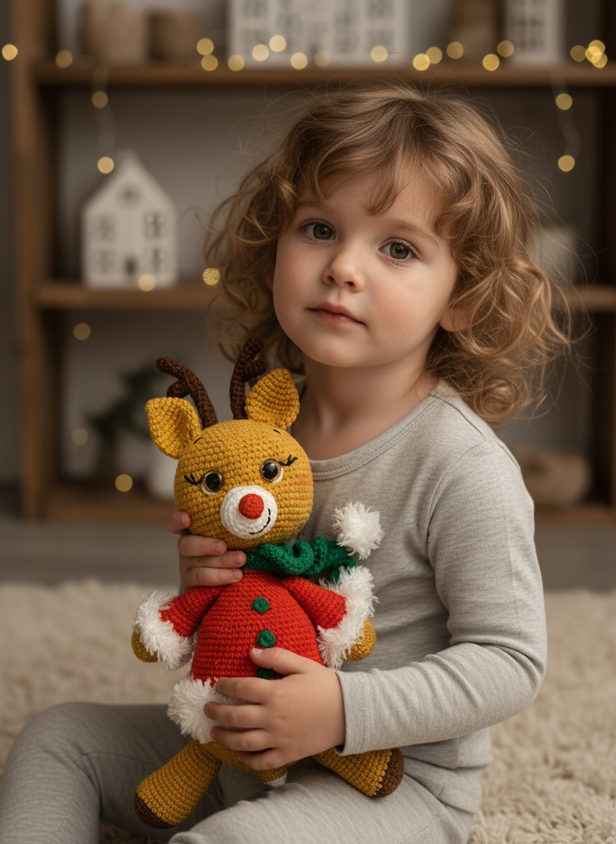 Handmade Crochet Reindeer Toy