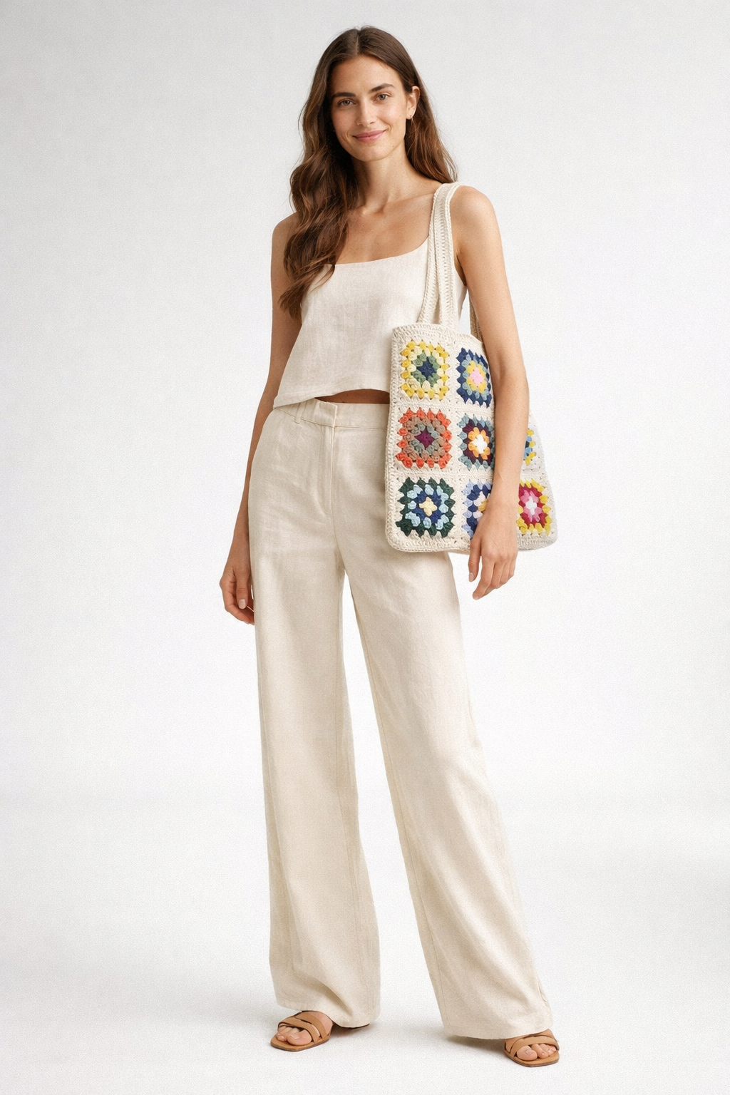 Hand Knitted Colorful Granny Square Shoulder Bag