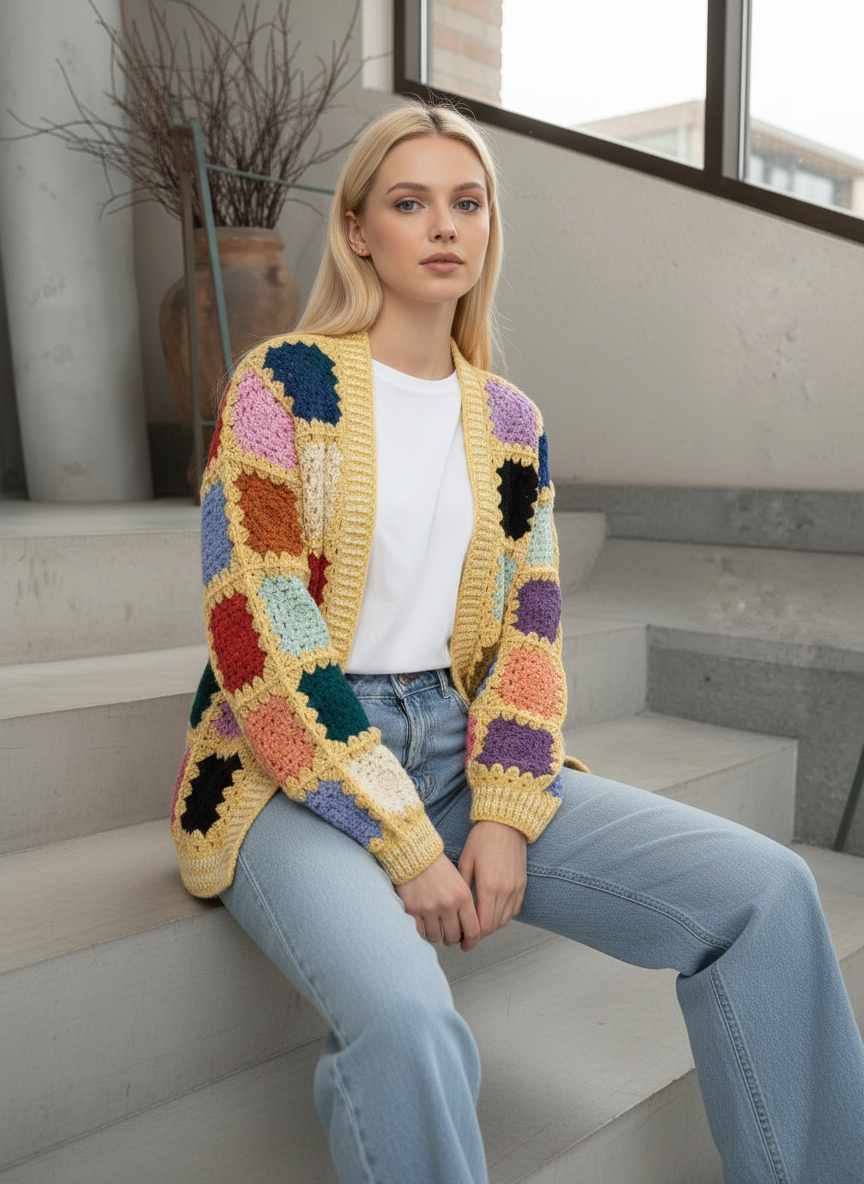 Handmade Crochet Patchwork Cardigan