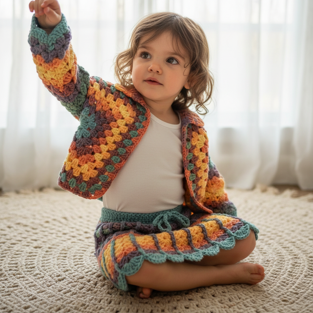 Handmade Baby Skirt & Cardigan Set
