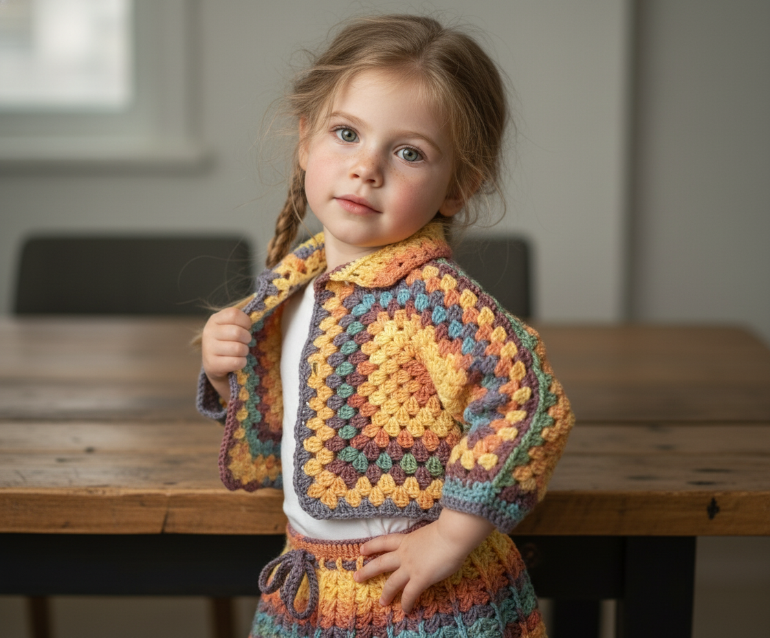Handmade Crochet Baby Jacket and Skirt Set