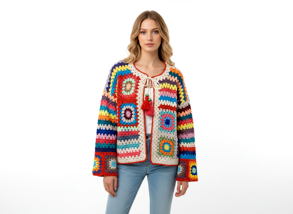 Handmade Colorful Knit Cardigan