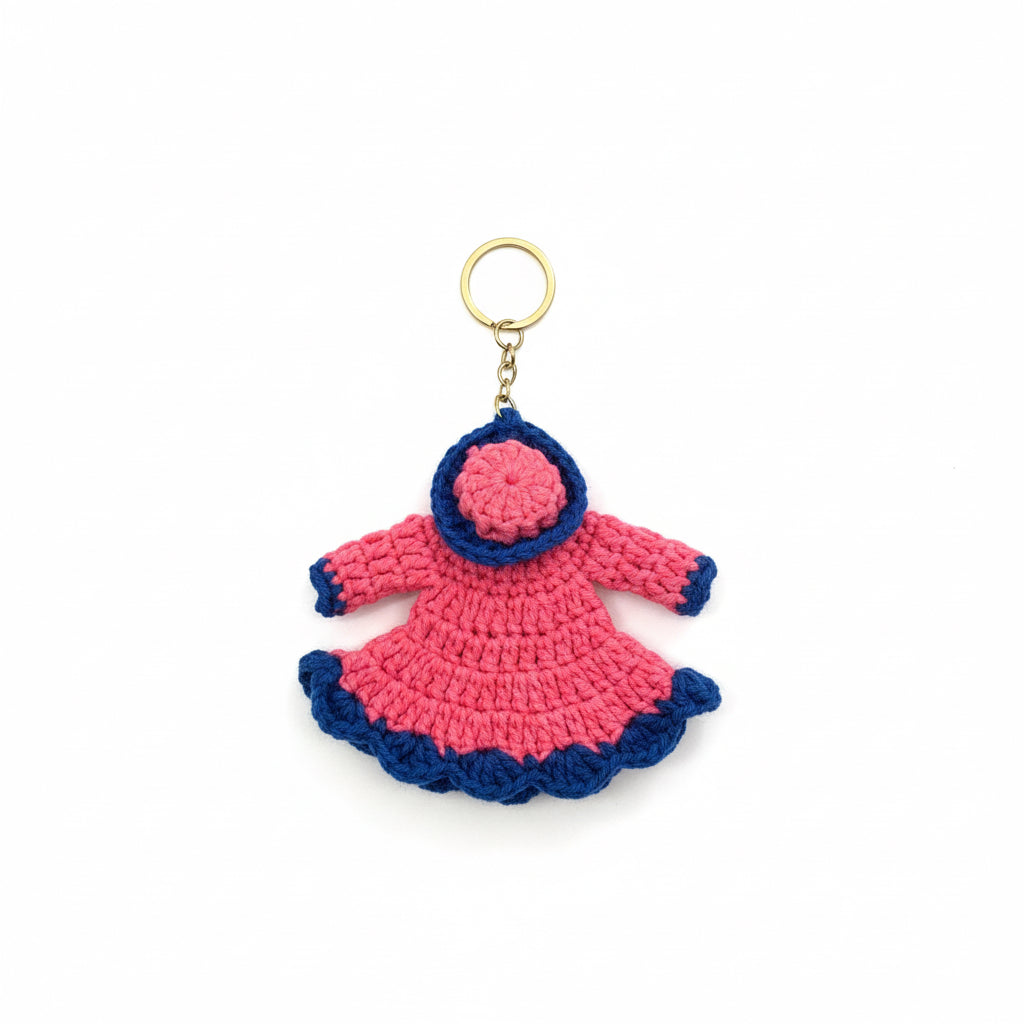 El Örgüsü Elbise Figürlü Anahtarlık | Renkli Yumuşak Dokulu Tasarım