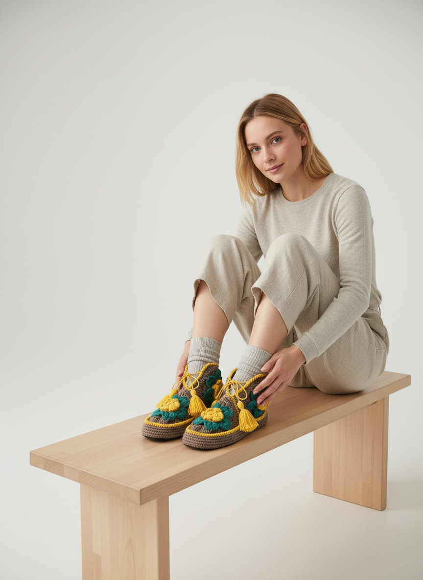 El Örgüsü Çiçekli Ev Botu | Sarı & Yeşil