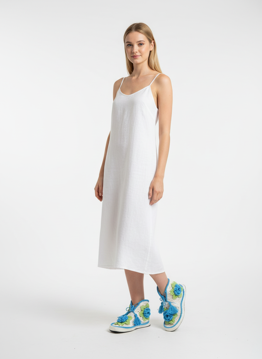 El Örgüsü Çiçekli Ev Botu | Mavi & Yeşil