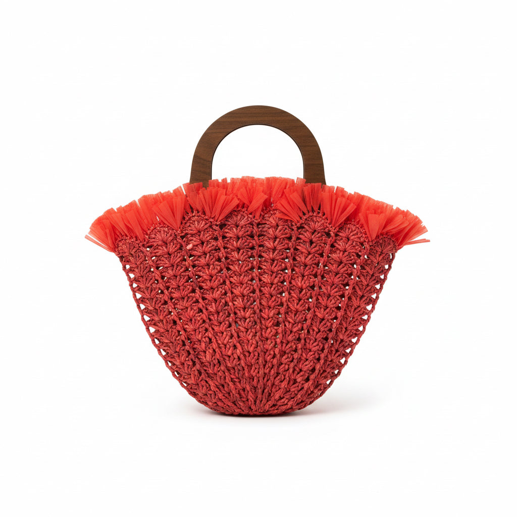 Handcrafted Textured Crochet Bag – Red