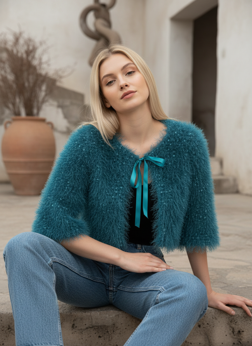 Handmade Fuzzy Crop Cardigan