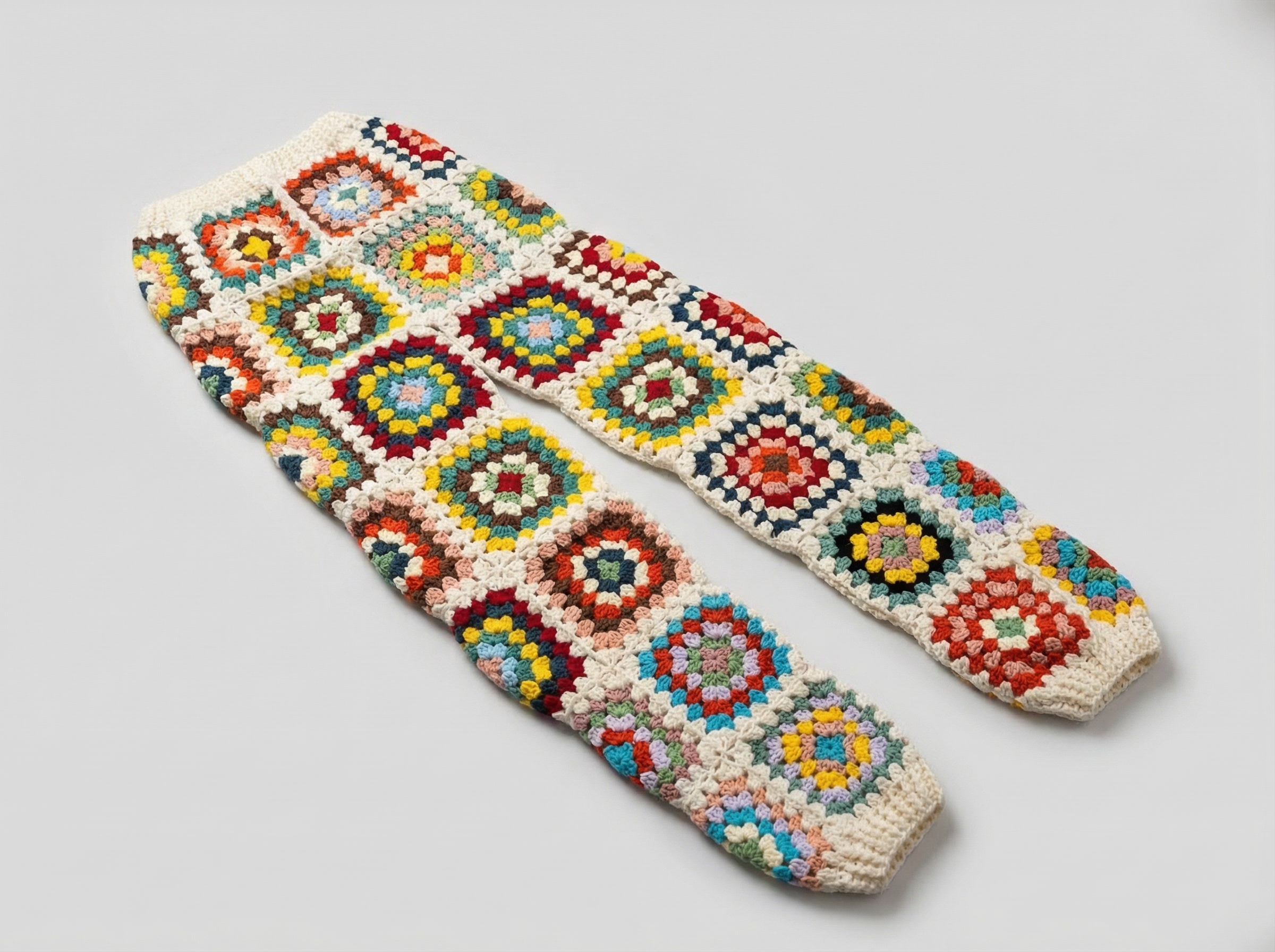 Özel Tasarım El Örgüsü Granny Square Pantolon