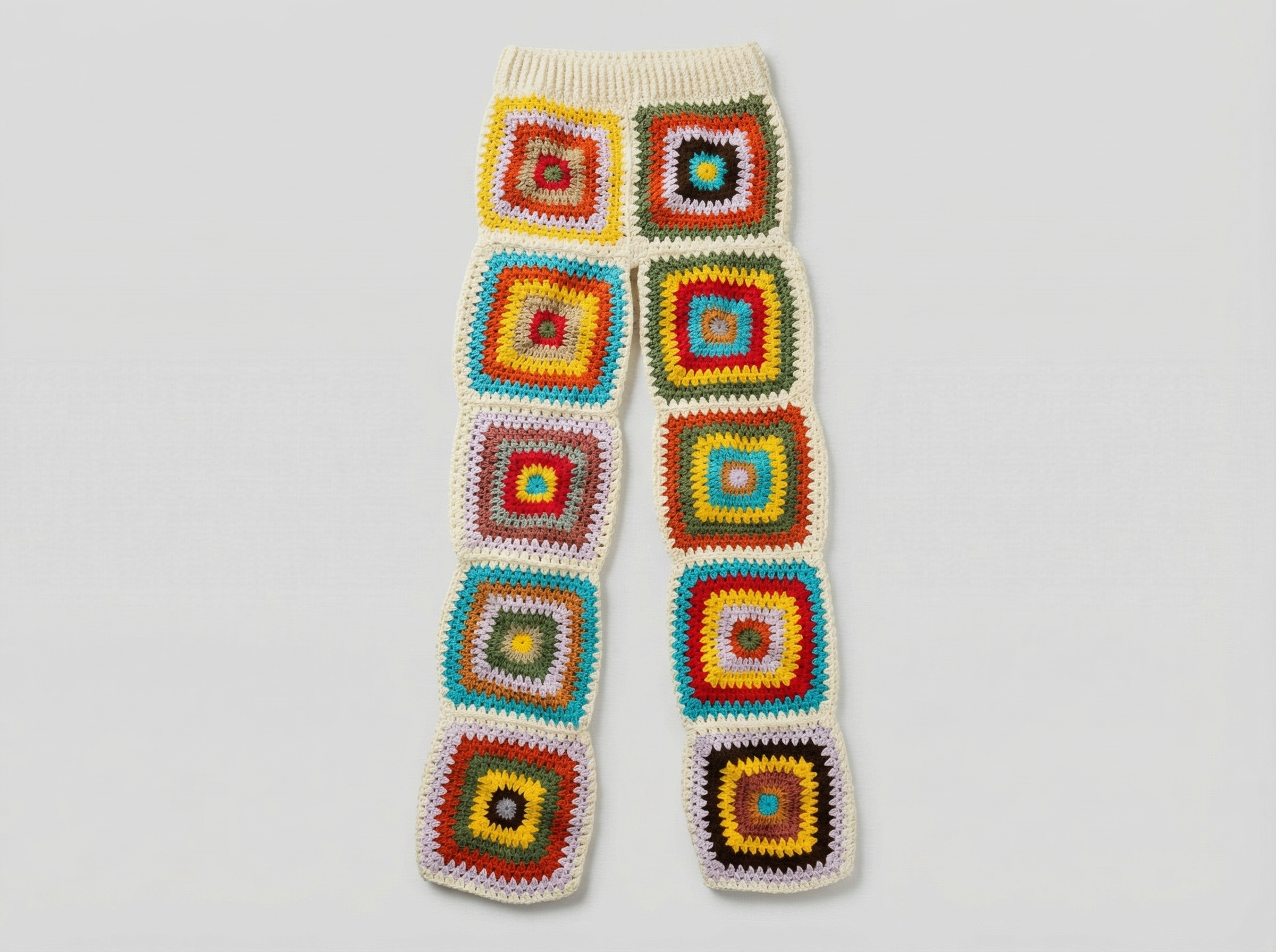 Özel Tasarım El Örgüsü Granny Square Pantolon
