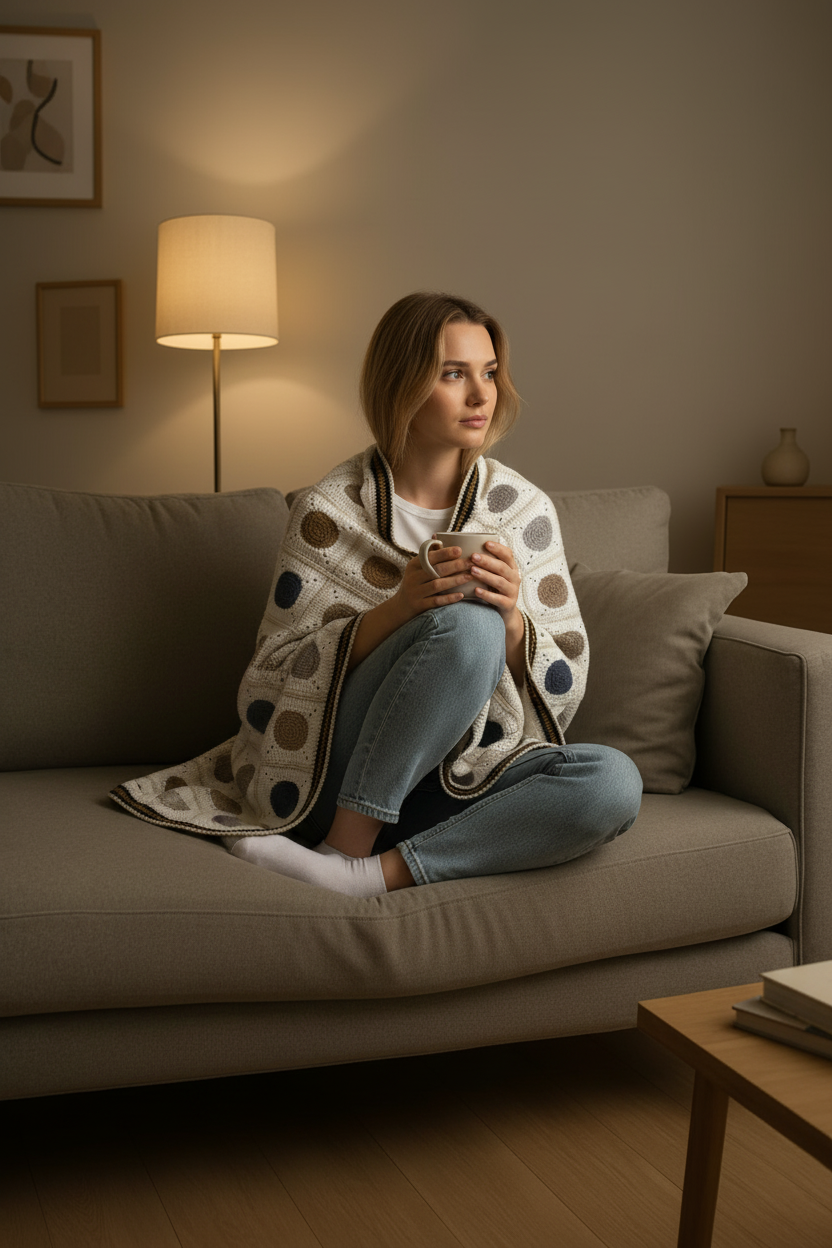 El Örgüsü Desenli Dekoratif Battaniye