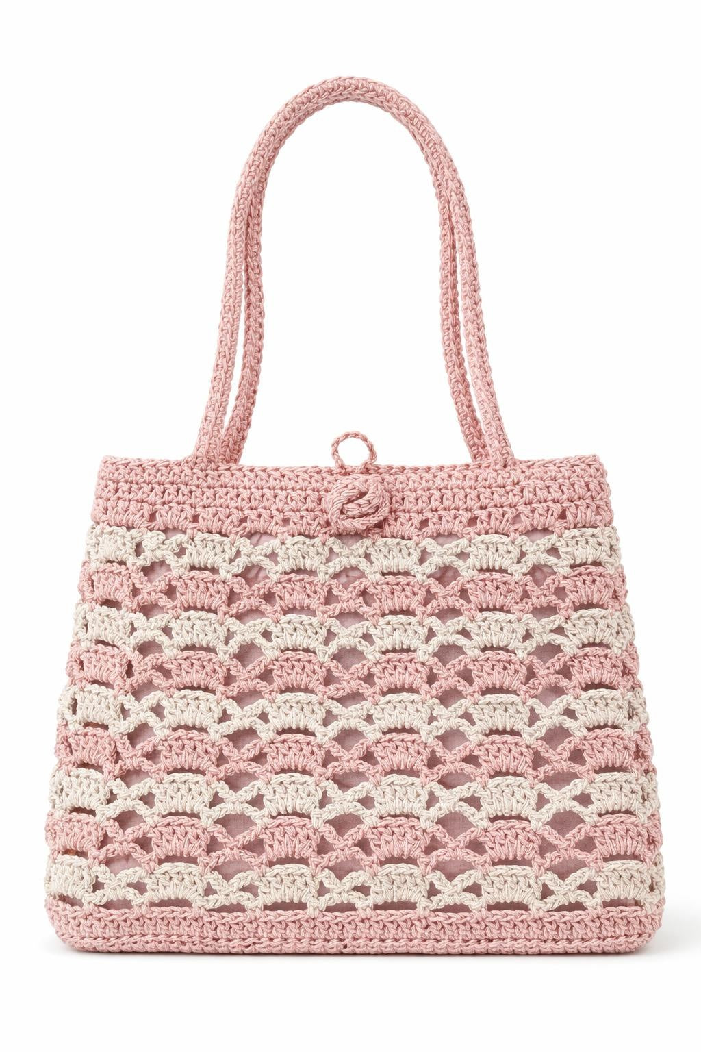 Two-Tone Hand Knitted Mesh Bag