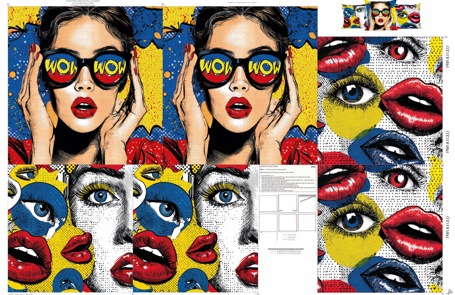 Pop Art “WOW” Cushion Fabric  | Cut and Sew