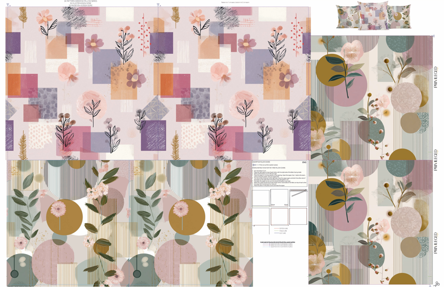 Modern Pastel Cushion Fabric| Cut and Sew
