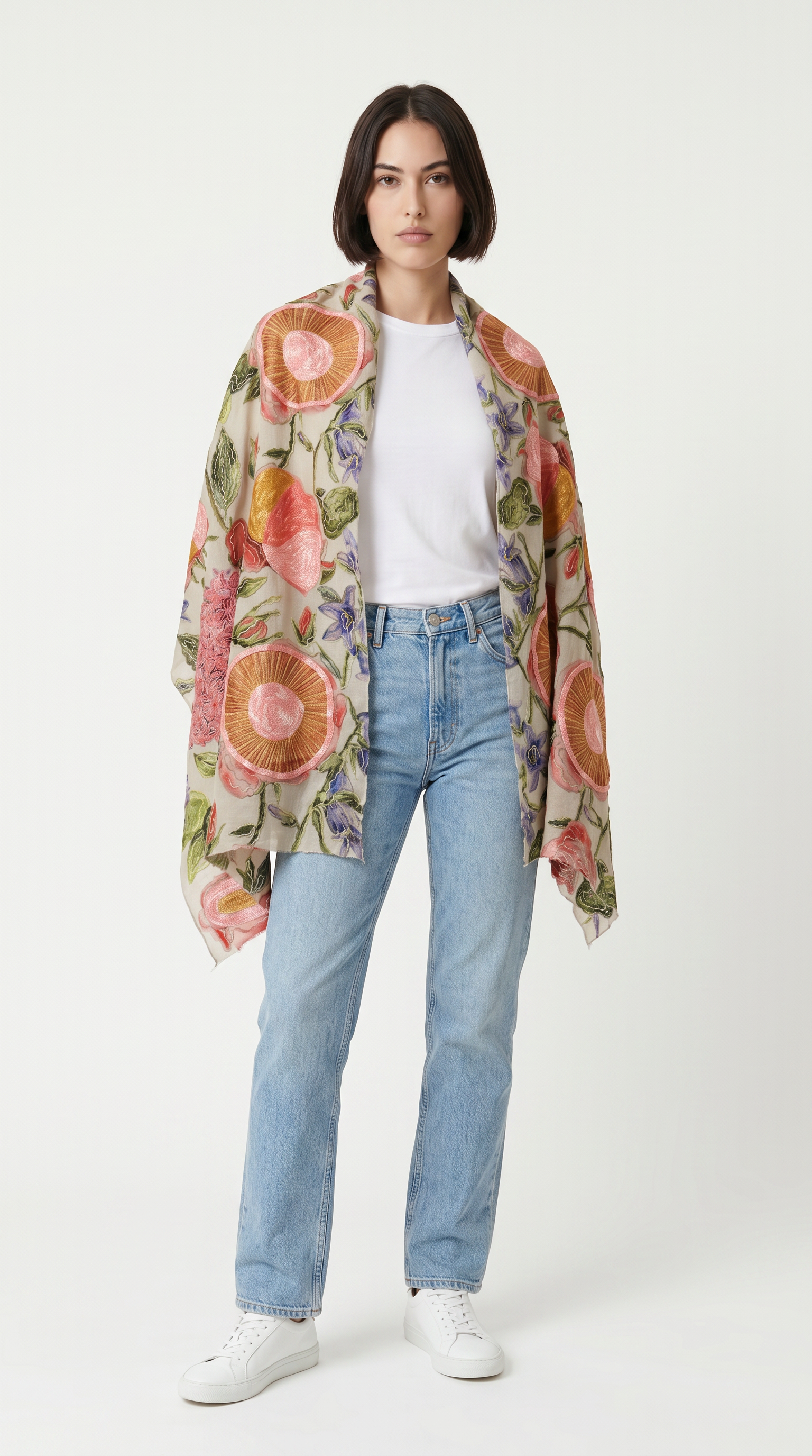 İpek İşlemeli Şal