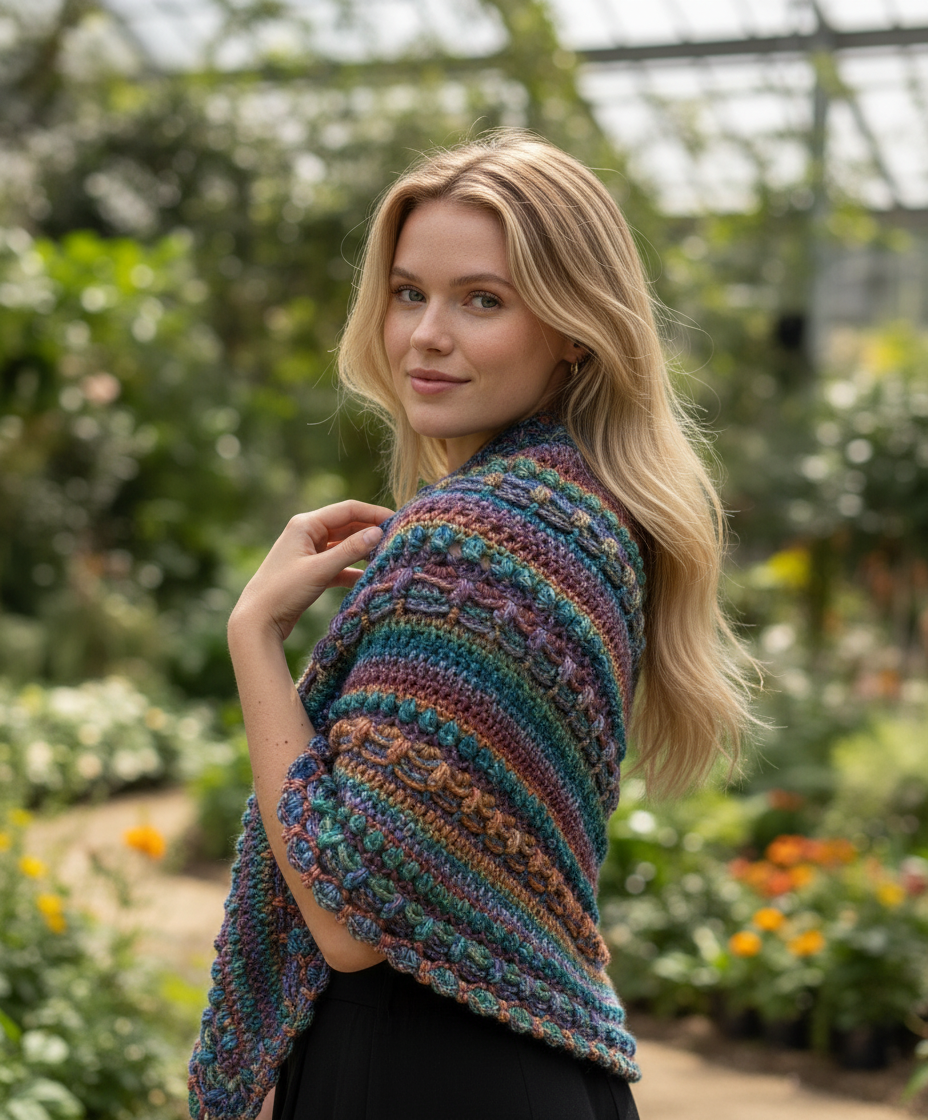 Hand Knitted Textured Shawl – Artistic Pattern & Soft Drape