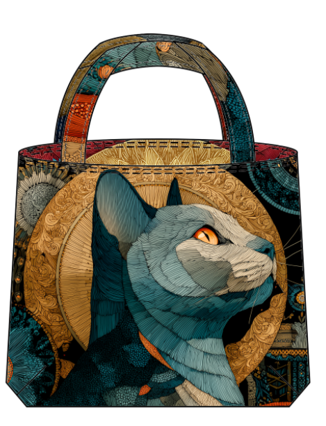 Majestic Owl & Cat Art Panel Bag Fabric | Cut and Sew